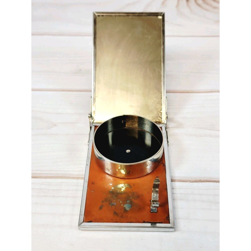 Vintage Metal Folding Travel Shaving Kit with Bowl & Mirror